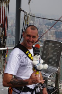 Tikko at the top of Macau Tower, courtesy of Tikkotravels.org